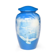 Mini Keepsake Cremation Urns – Blue Dove Design, Pack of 10, 3 Cu. In, Bulk Funeral Supply